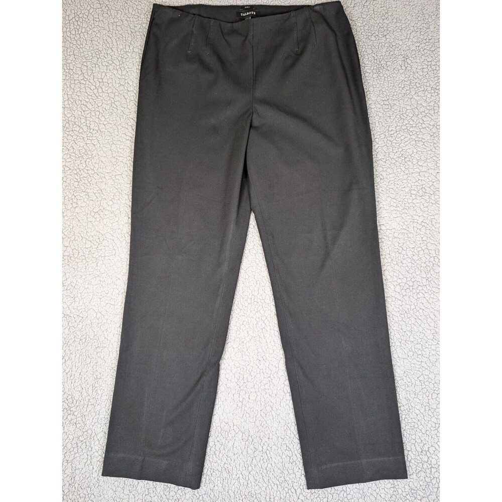 Talbots Pants Curvy Black Mid Rise Flat Front Work Career Size 14 Straight Leg